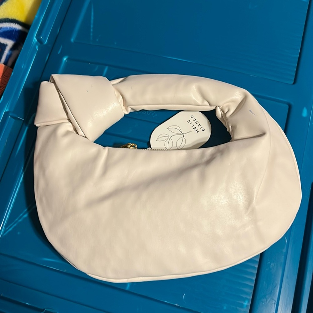 Cream Alexandra Melie Blanco knot vegan purse (nwt) top zip inside zip pocket